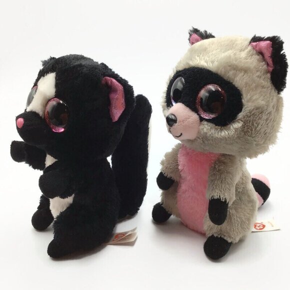 Ty Beanie Boos Forest Animals Rocco Bandit Racoon Fay Fox Flora Skunk Woodland - Picture 9 of 14